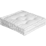 Coussin de sol uni en coton blanc 50x50cm