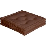 Coussin de sol uni en coton chocolat 50x50cm