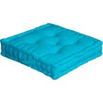 Coussin de sol uni en coton turquoise 50x50cm
