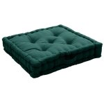 Coussin de sol uni en pur coton vert fonc 50x50x10 cm