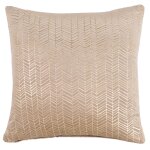 Coussin en sudine beige  motif imprim gomtrique dor 45x45