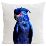 Coussin tropical oiseau perroquet sudine blanc 40x40cm