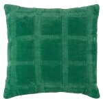 Coussin en velours de coton brod effet matelass vert 40x40