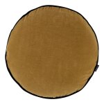 Coussin velours rond jaune ocre et bordure noire d40 Coussin velours rond jaune ocre et bordure noire d40