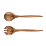 Couverts  salade en bois d'acacia marron 32cm