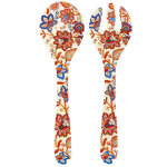 Couverts  salade en mlamine 33 cm en imprim fleurs indiennes
