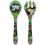 Couverts à salade en mélamine avec des motifs jungle 33 cm Couverts à salade en mélamine avec des motifs jungle 33 cm
