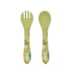 Couverts en silicone dinosaure en silicone vert 14 cm Couverts en silicone dinosaure en silicone vert 14 cm