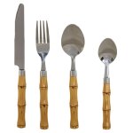 Couverts de table en acier inoxydable et abs faon bambou 24 pices