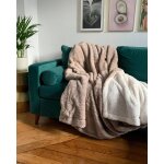 Couverture plaid xl double imitation  lapin  beige taupe 220x240