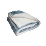 Couverture plaid xl double imitation  lapin  gris bleu 220x240