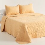 Couvre lit boutis moutarde 250x270 + 2(50x70) cm