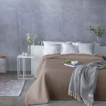 Couvre lit en coton marron 230x270