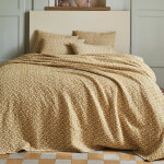 Couvre lit en coton tiss jaune 260x240