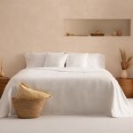 Couvre lit en jacquard de coton doux floral blanc 180x270 cm Couvre lit en jacquard de coton doux floral blanc 180x270 cm