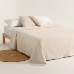 Couvre - lit en jacquard de coton � rayures, lin 200x270 cm