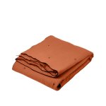 Couvre - lit matelass en lin terracotta et bourdon noir 225x280 cm