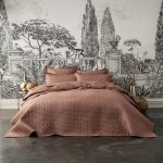 Couvre - lit matelass en satin de coton bio terre cuite 260x240