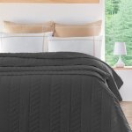 Couvre - lit en percale de coton surpiqué anthracite 230x250 cm Couvre - lit en percale de coton surpiqué anthracite 230x250 cm