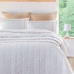 Couvre - lit en percale de coton surpiqué blanc 230x250 cm Couvre - lit en percale de coton surpiqué blanc 230x250 cm