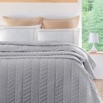 Couvre - lit en percale de coton surpiqué gris perle 230x250 cm Couvre - lit en percale de coton surpiqué gris perle 230x250 cm