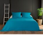 Couvre lit et taie matelasss polyester bleu 180x240 cm