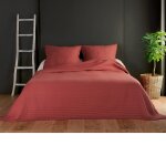 Couvre lit et taie matelasss polyester brique 180x240 cm
