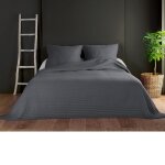Couvre lit et taie matelasss polyester gris fonc 180x240 cm