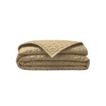 Couvre - lit uni en satin de coton bio jaune 260x240