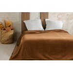 Couvre lit velours gaufr - 180x240cm - marron