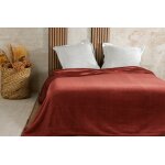 Couvre lit velours gaufr - 180x240cm - terre cuite