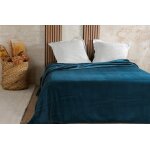 Couvre lit velours gaufr - 240x260cm - bleu marine