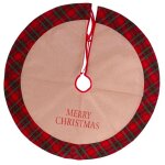 Couvre - pied de sapin de no�l en jute et tissu �cossais 90cm