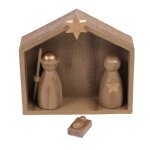 Cr�che avec 3 santons marron en r�sine