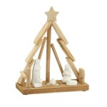 Crche en bois et cramique sapin
