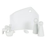 Crche de nol en cramique blanche