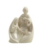 Cr�che de no�l d�corative en porcelaine blanche et dor�e p�le h17