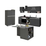 Cuisine compl�te effet bois anthracite, ardoise 255x60h85 cm