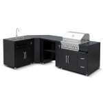 Cuisine d'ext�rieur angle 4 �l�ments avec �vier et barbecue
