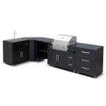 Cuisine d'ext�rieur angle 5 �l�ments avec �vier et barbecue