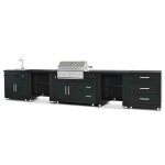 Cuisine d'ext�rieur angle 5 �l�ments avec �vier et barbecue