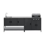 Cuisine d'extrieure 2 modules barbecue gaz 3 brleurs inox noir