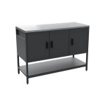 Cuisine d'extrieure acier noir 3 portes, 1 tagre