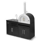 Cuisine extrieure en mtal avec 2 modules vier et four  pizza