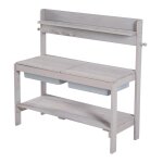 Cuisine de jardin pour enfant en bois gris avec 2 bacs de jeu Cuisine de jardin pour enfant en bois gris avec 2 bacs de jeu