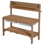 Cuisine de jardin pour enfant en bois teck avec 2 bacs de jeu Cuisine de jardin pour enfant en bois teck avec 2 bacs de jeu