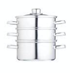 Cuit - vapeur à trois Étages 16cm acier inoxydable argent Cuit - vapeur à trois Étages 16cm acier inoxydable argent
