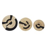 Dco murales assiettes en fibre vgtale noire et beige (x3) 70x70