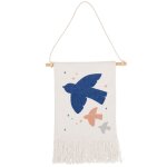 Dco murale en coton imprim oiseaux multicolores 28x46