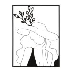 Déco murale en métal noir pour femme avec chapeau 60x1x80 cm Déco murale en métal noir pour femme avec chapeau 60x1x80 cm